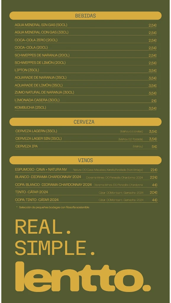 Bebidas y vinos naturales — Lentto